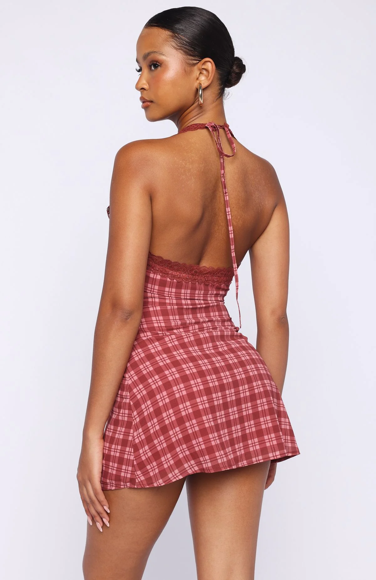 A Girl's Girl Mini Dress Berry Plaid - Image 4