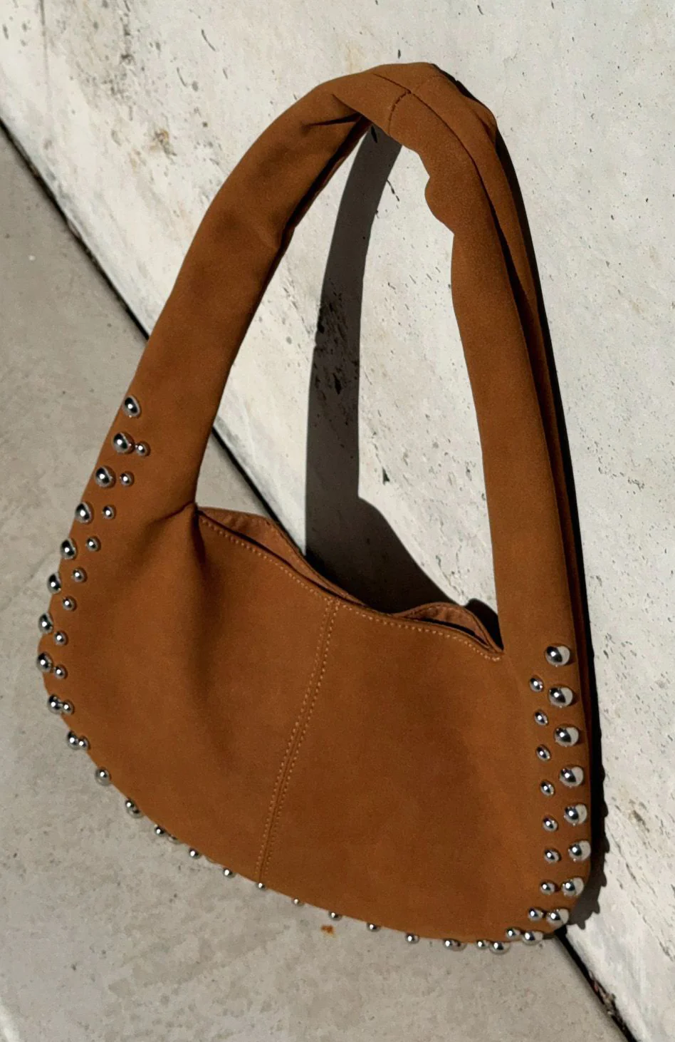 Annalise Shoulder Bag Chocolate Faux Suede - Image 3