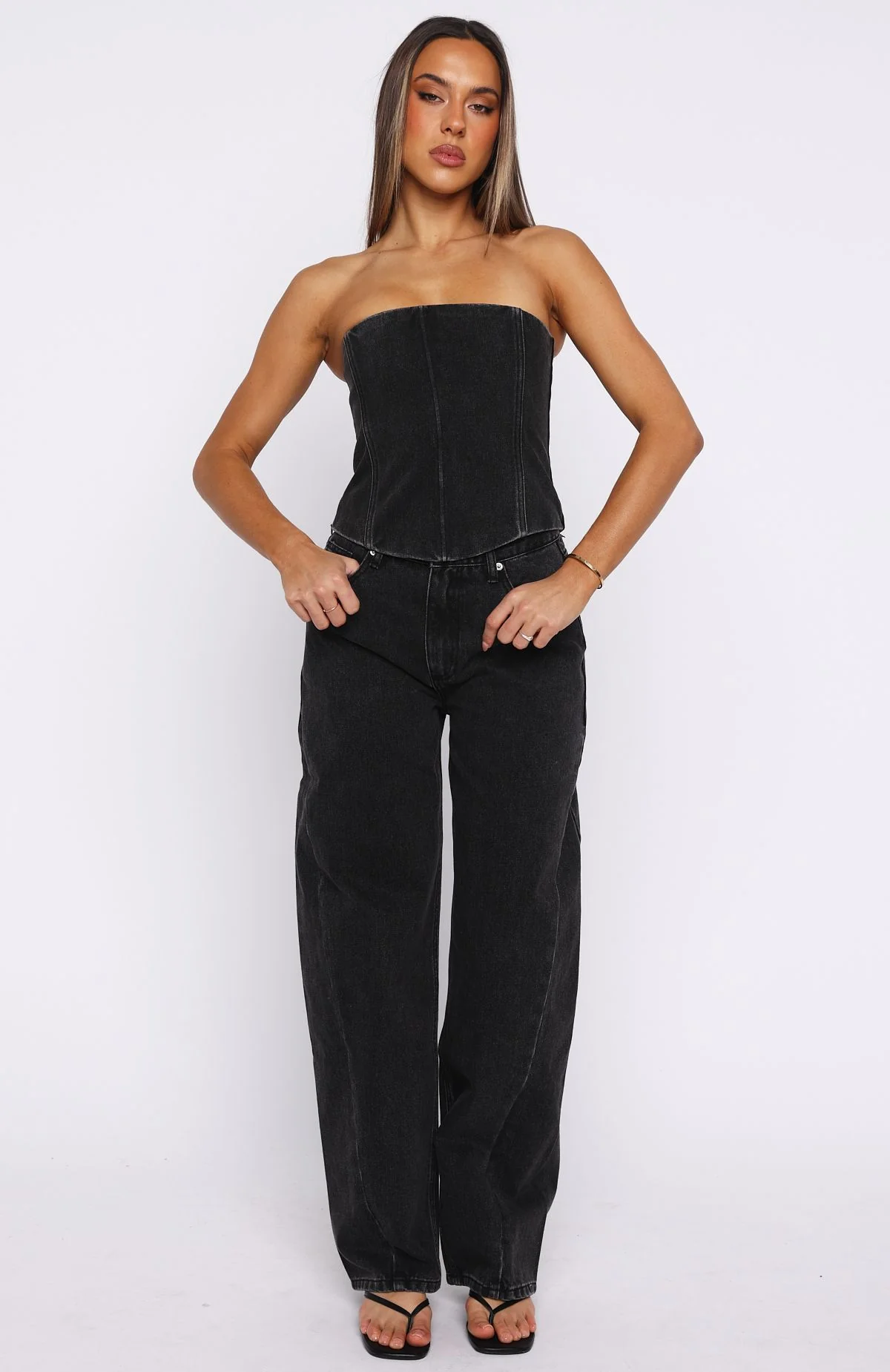 Be Mine Forever Denim Bustier Black Acid - Image 6