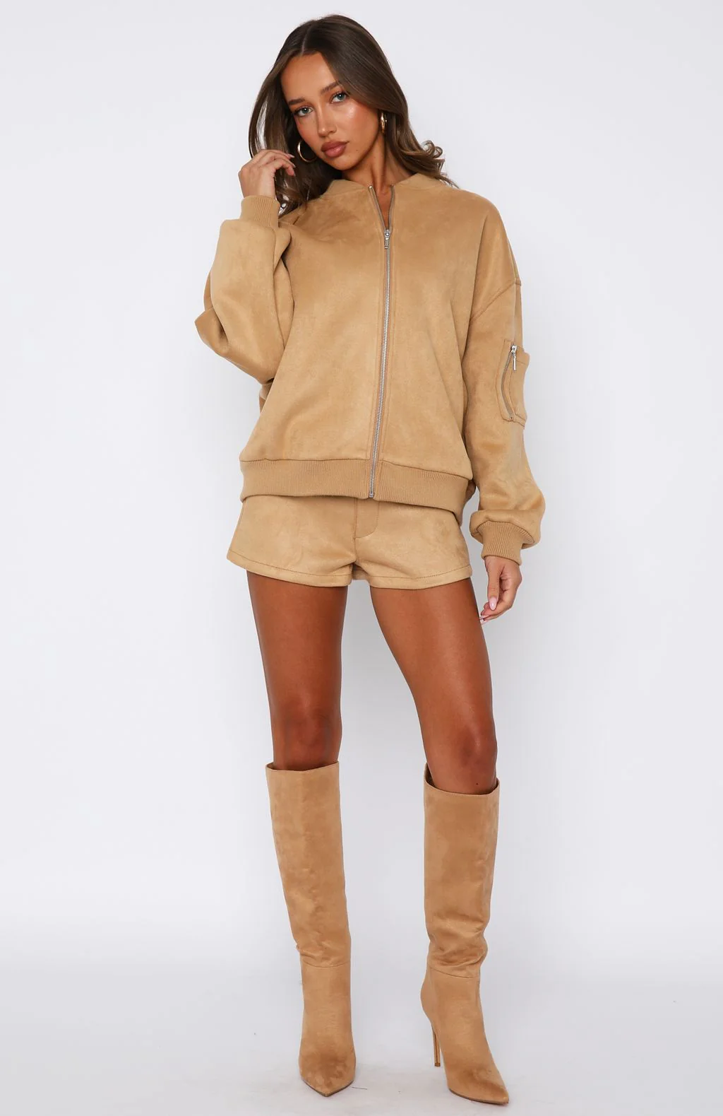 Between Us Faux Suede Shorts Honey - Image 5