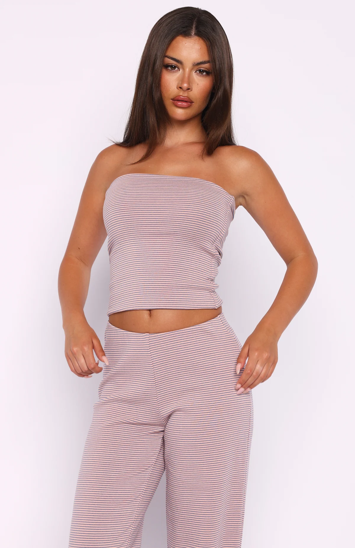 Happy It Happened Strapless Top Pink/Blue Stripe - Image 2