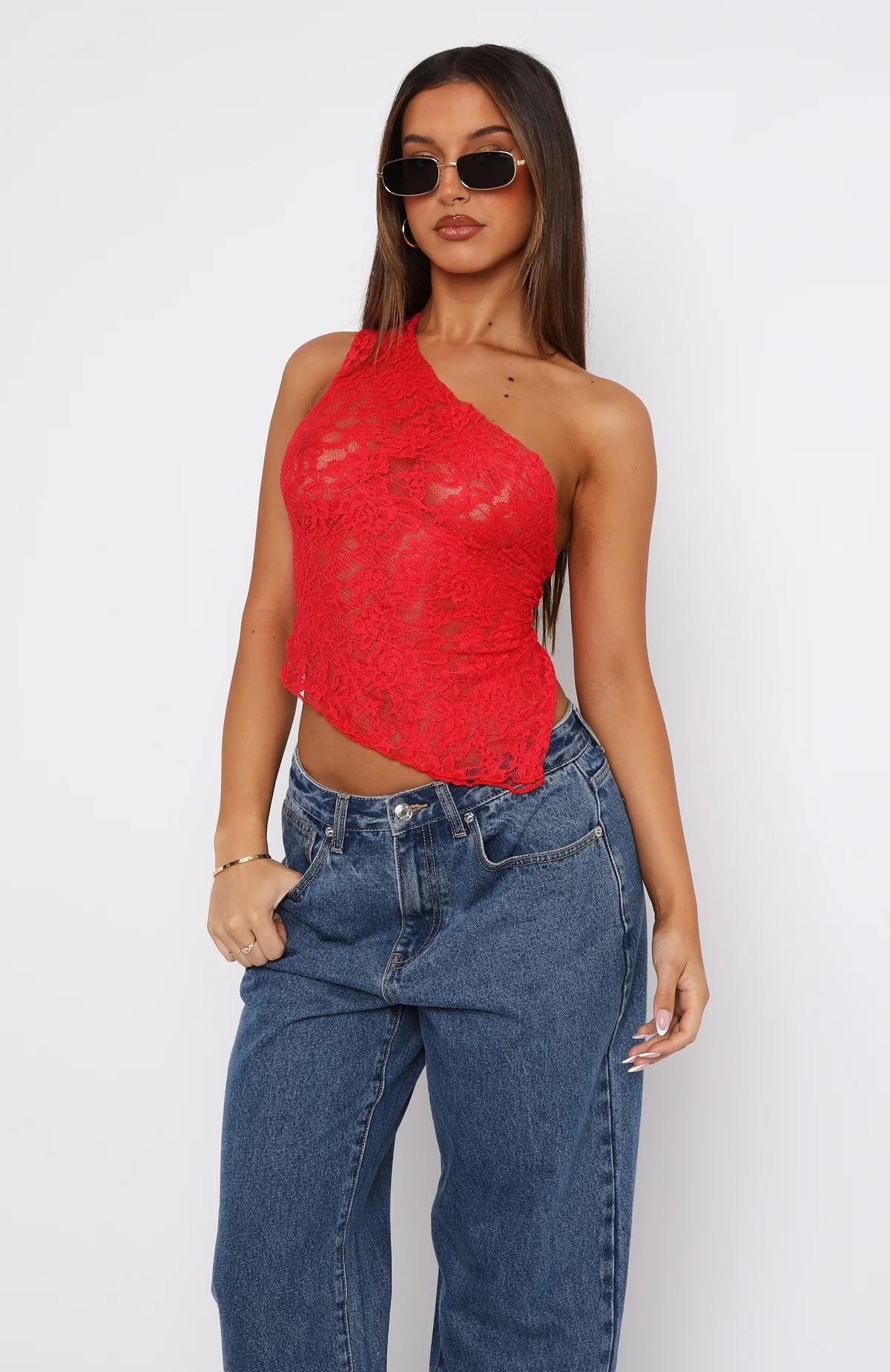 It's  A Love Story Lace Top Red - Image 3