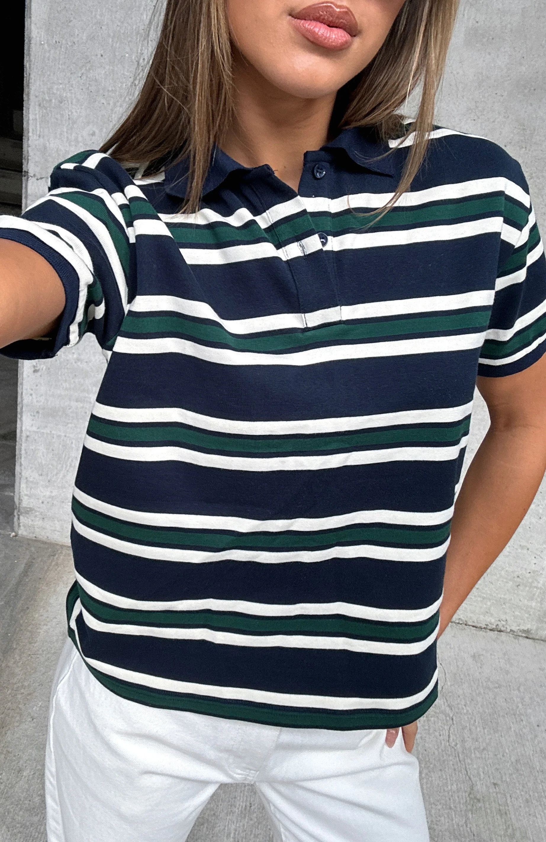 Make Your Move Polo Tee Navy Stripe - Image 2