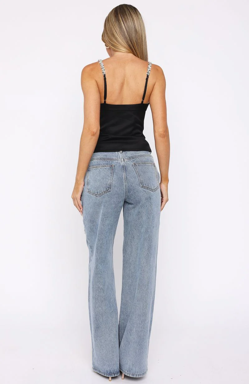No More Excuses Mid Rise Wide Leg Jeans Mid Blue - Image 5