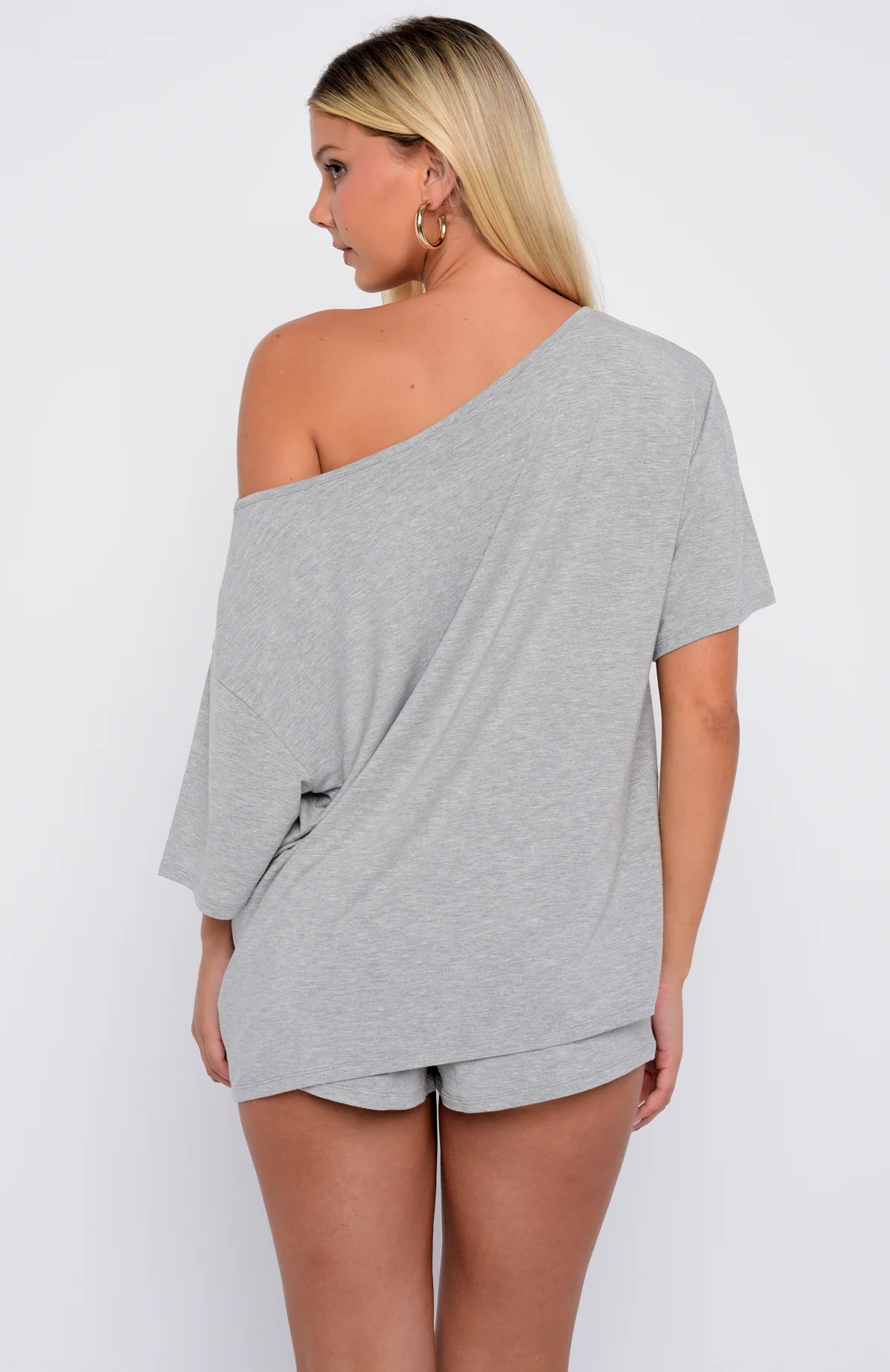 Slow Life Pyjama Shorts Grey Marle - Image 4