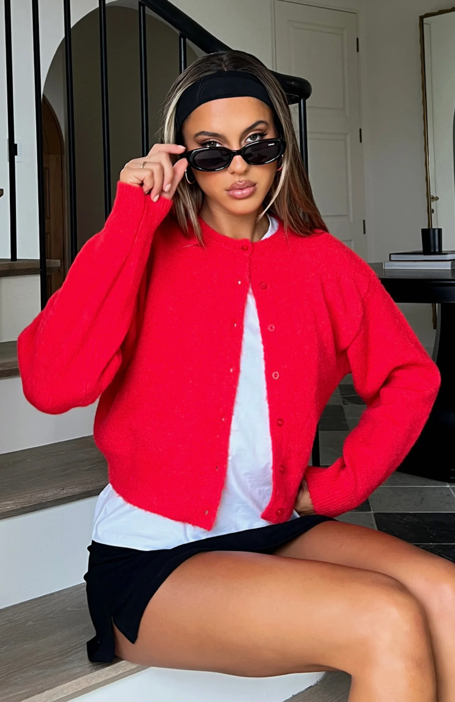 Warm Whispers Knit Cardigan Red - Image 6